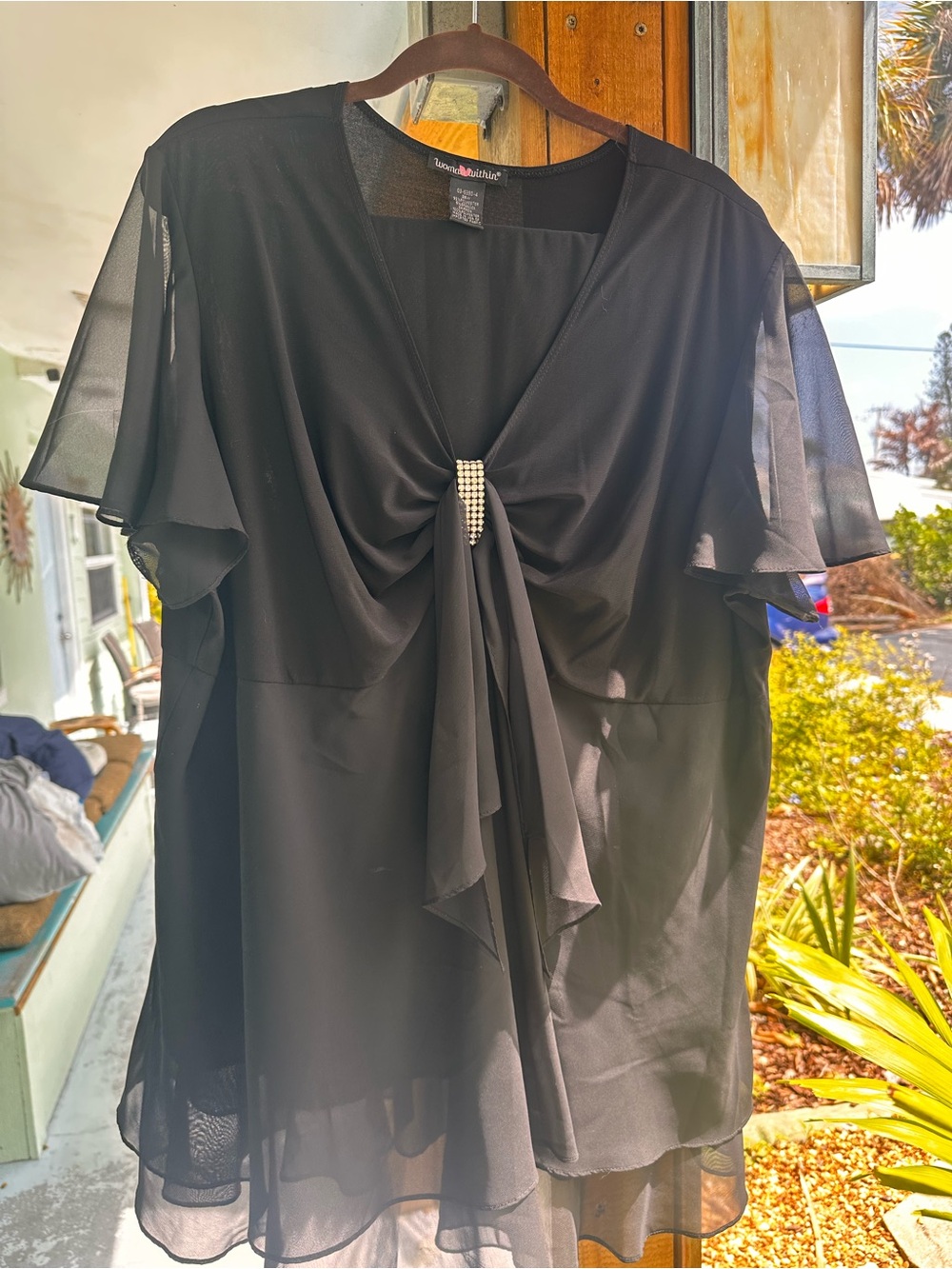 Elegant Black Women's Chiffon Tie-Front Top
